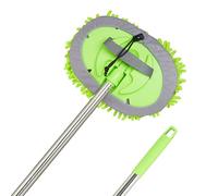 Relaxdays Manico Spazzola Lavaggio Auto, Spugna Microfibra con Asta Telescopica, Bastone Spazzolone 160 cm, Verde Argentato, Poliestere