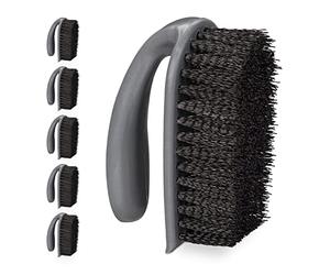 Relaxdays Spazzola per Pulire Barca, Pulisci Doccia, Set da 6, Setole Dure, Spazzolino per Scarpe e Piastrelle, Grigio