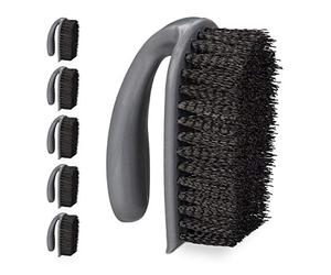 Relaxdays Spazzola per Pulire Barca, Pulisci Doccia, Set da 6, Setole Dure, Spazzolino per Scarpe e Piastrelle, Grigio