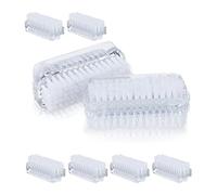 Relaxdays Spazzola per Unghie, Set da 8 Spazzoline a Doppia Faccia, Setole Dure, Plastica, 3,5x8,5x5cm, Trasparente