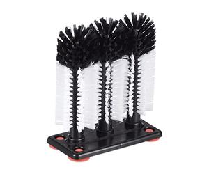 Relaxdays Spazzole Lavabicchieri con Ventose, Pulisci Bicchieri da Lavandino, HxLxP: 22 x 18,5 x 10 cm, Nero Bianco