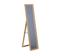 Relaxdays Specchio 155 x 37 cm, 2in1 da appoggio & da Parete, Cornice in bambù, corridoio, Soggiorno, Camera, Naturale