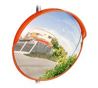 Relaxdays Specchio Convesso 45 cm,Resistente alle Intemperie,Infrangibile,per Esterni & Interni,Incluso Supporto, Rosso