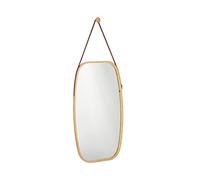 Relaxdays Specchio da Appendere Ovale, Cornice in Bambù, Ornamentale, Cordino Regolabile, Corridoio, 76,5x43,5cm, legno