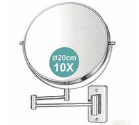 Relaxdays Specchio da Parete, ingrandimento 10x, 360° Girevole, Ø 20 cm, Metallo, Argento