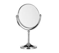 Relaxdays Specchio da Trucco Ingranditore, Make Up Mirror, Specchiera da Tavolo, Tondo, Doppio HLP: 28x18x10 cm, Argento