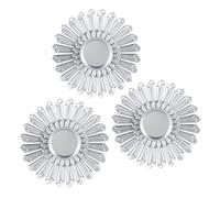 relaxdays Specchio Decorativo a Forma di Sole, Set da 3, Rotondo, da Parete, Cornice in Plastica, Ø 25 cm, Argento