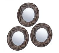 Set 3 specchi decorativi muro parete Ø 25 cm cornice rotonda design raggi sole