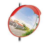 Relaxdays Specchio Stradale Convesso 60 cm, Resistente e Infrangibile, con Staffa di Fissaggio, Angoli Ciechi, Rosso