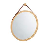 Relaxdays Specchio Tondo da Appendere, Cordino Regolabile, Cornice in Bambù, Moderno, Corridoio & bagno, ∅ 45cm, legno