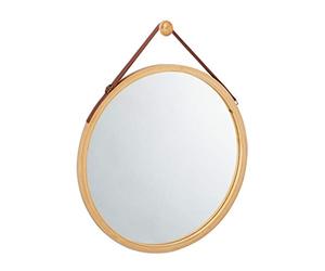 Relaxdays Specchio Tondo da Appendere, Cordino Regolabile, Cornice in Bambù, Moderno, Corridoio & bagno, ∅ 45cm, legno