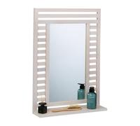 Specchio Bagno Ripiano Parete Rettangolare Cornice Legno HxLxP: 70 x 50 x 12 cm