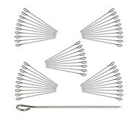 Relaxdays Spiedini in Acciaio Inossidabile per Involtini, Set di 50 Aghi con Occhiello, Spiedi con L: 11 cm, Argento, Inox