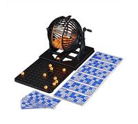 Relaxdays Gioco del Bingo, Tombola Pallottoliere, 90 Palline, 72 Cartelle, Tabellone Pieghevole, Bambini e Adulti, Nero