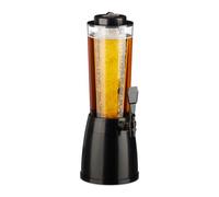 Relaxdays Spillatore di Birra da Tavolo, 2,5 Litri, con Scomparto Ghiaccio, Dispenser con Rubinetto, Trasparente Nero
