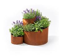 Relaxdays Spirale per Erbe aromatiche, 43 x 61 x 41 cm, 3 segmenti, ruggine, Acciaio, Piramide per Giardino, aiuola di Erbe, Marrone