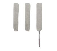 Relaxdays Spolverino Piatto per Polvere, Asta Telescopica Fino a 115 cm, 3 Rivestimenti Lavabili, Catturapolvere, Grigio