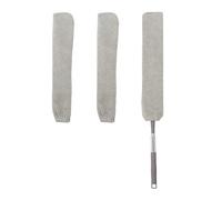Relaxdays Spolverino Piatto per Polvere, Asta Telescopica Fino a 115 cm, 3 Rivestimenti Lavabili, Catturapolvere, Grigio