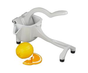 Relaxdays Spremiagrumi Manuale, con Setaccio e Contenitore, Beccuccio, Pressa Spremi Limoni e Lime, Alluminio, Grigio