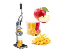 Relaxdays Spremifrutta manuale con tagliapatate, tagliamela, spremiagrumi HxLxP 47,5 x 17 x 40,5 cm, acciaio inox
