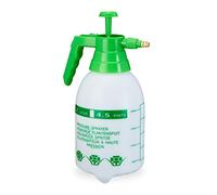 Relaxdays Spruzzatore a Pressione, Nebulizzatore, Valvola Regolabile in Ottone, Manometro Bottiglia Pesticidi 2 L, Verde