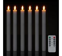 Relaxdays Stabkerzen mit 6er Set di 6 LED, con Telecomando, Timer tremolante, in Vera Cera, Candele Senza Fiamma, Bianco, 30% plastica 70%, Set da 6