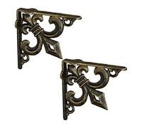 Relaxdays Staffe per Mensole, Set da 2 Supporti dal Design Barocco, Bronzo | Reggimensola Angolari per Scaffali, Vintage