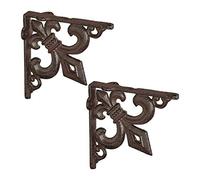 relaxdays Staffe per Mensole, Set da 2 Supporti dal Design Barocco, Reggimensola Angolari per Scaffali, Vintage, Marrone