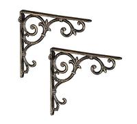 Relaxdays mit 2 Regalhalterungen Staffe per Mensole, Set da 2 Supporti dal Design Barocco, Reggimensola Angolari per Scaffali, Vintage, Bronzo, Ghisa, 2 pz
