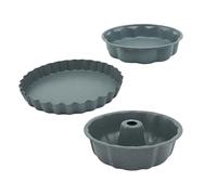 Relaxdays stampi Ciambella/crostata Antiaderente Ø 25,5/27,5/28 cm Acciaio Carbonio Grigio