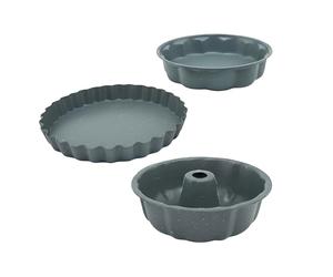 Relaxdays stampi Ciambella/crostata Antiaderente Ø 25,5/27,5/28 cm Acciaio Carbonio Grigio