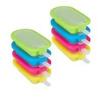 Relaxdays Stampi in Silicone per Ghiaccioli, Set da 8 Formine Senza BPA, Forme per Gelato con Bastoncino, Multicolore