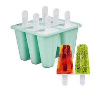 Relaxdays Stampi per Ghiaccioli, Set da 6, con Stecco, Turchese Bianco | Stampini da 80 ml, Formine per Adulti e Bambini
