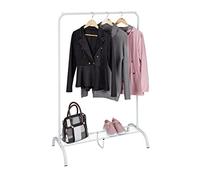 Relaxdays Stand Appendiabiti con Ripiano Porta Scarpe, Asta Attaccapanni da Camera e Ingresso, HLP: 139x90x44 cm, Bianco