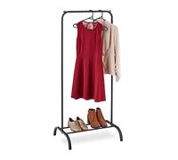 Relaxdays Stand Appendiabiti con Ripiano Porta Scarpe, Asta Attaccapanni da Camera e Ingresso, HLP: 144x60x44 cm, Nero, Acciaio