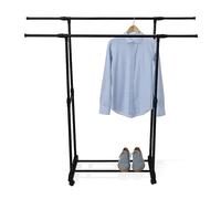 Relaxdays Stand Appendiabiti da Terra, 2 Barre Appendi Abiti Regolabile H: 91-158 cm L: 89-145 cm, in Acciaio Inox, Nero