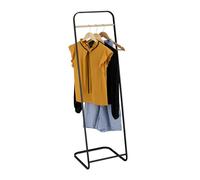 Relaxdays Stand Appendiabiti da Terra con Asta Effetto Legno Appendi Abiti, HLP: 140x41x41 cm, Attaccapanni Ferro, Nero