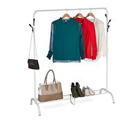 (TG. 145x132x44 cm) Relaxdays Stand Appendiabiti Salvaspazio, Portascarpe e 6 Ga