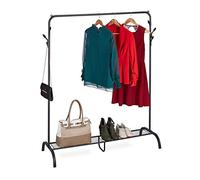 Relaxdays Stand Appendiabiti Salvaspazio, Portascarpe e 6 Ganci, Camera da Letto e Corridoio, 145x132x44 cm, Nero, Acciaio