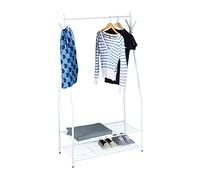 Relaxdays Stand porta abiti SANDRA in metallo 2 ripiani barra appendiabiti, HxLxP 162 x 90 x 40 cm, bianco-grigio
