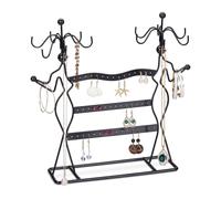 Relaxdays Espositore Gioielli Girevole, Porta Collane, Bracciali & Orecchini da Donna, Organizer da Tavolo, Design Nero