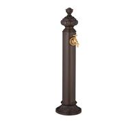 Relaxdays Fontana da Giardino in Stile Antico, Fontanella a Colonna, Rubinetto Acqua Esterno, HLP 87x20,5x24 cm, Marrone