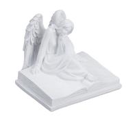 Relaxdays Statuetta Angelo Custode Seduto, Statua Commemorativa Resistente al Gelo, per Giardino, Poliresina, Bianco, 15 x 17,5 x 15,5 cm
