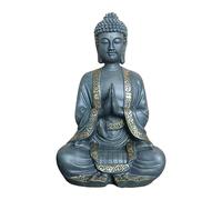 Relaxdays Statua di Buddha in preghiera, 38 cm, giardino e soggiorno, resistente alle intemperie e al gelo, bronzo-oro