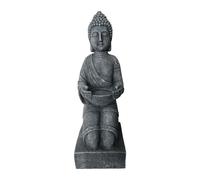 Relaxdays Statua Buddha inginocchiata, 43 cm, giardino, decorazione vintage, resistente a intemperie e gelo, antracite