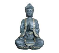 Relaxdays Statua Buddha in Preghiera, Resistente alle intemperie e al Gelo, Bronzo-Oro, 38 x 23 x 16 cm