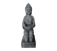 Relaxdays Statua Buddha inginocchiata, 43 cm, giardino, decorazione vintage, resistente a intemperie e gelo, antracite