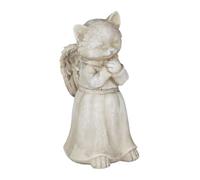Relaxdays Statua commemorativa per lapide, gattino con ali in preghiera, poliresina 18x8,5x9 cm crema