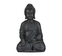Relaxdays Statua Zen del Buddha Seduto XL, 40 cm, Feng Shui, per Esterni, da Giardino, Decorativa, Grigio Scuro