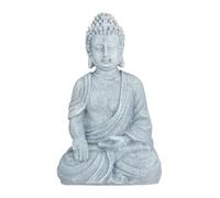 Relaxdays Statua Zen del Buddha Seduto XL, 40 cm, Feng Shui, per Esterni, da Giardino, Decorativa, Grigio Chiaro